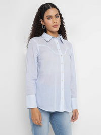 Porsorte Women’s Cotton Striped Full Sleeves, Button-Down Shirt