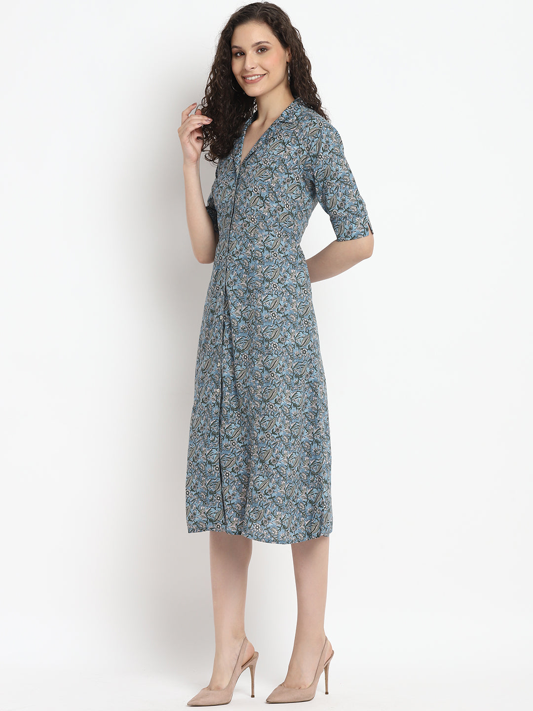 Porsorte Womens Ditsy Print Fit Shirt Dress