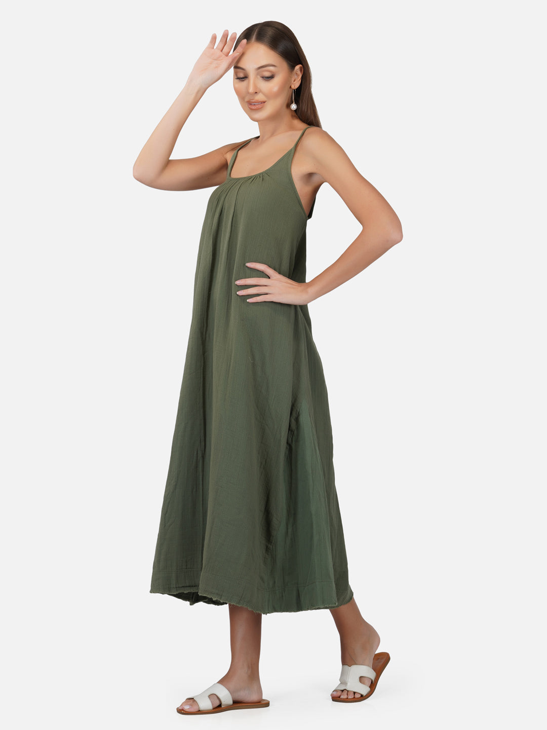 Olive green cheap casual dress