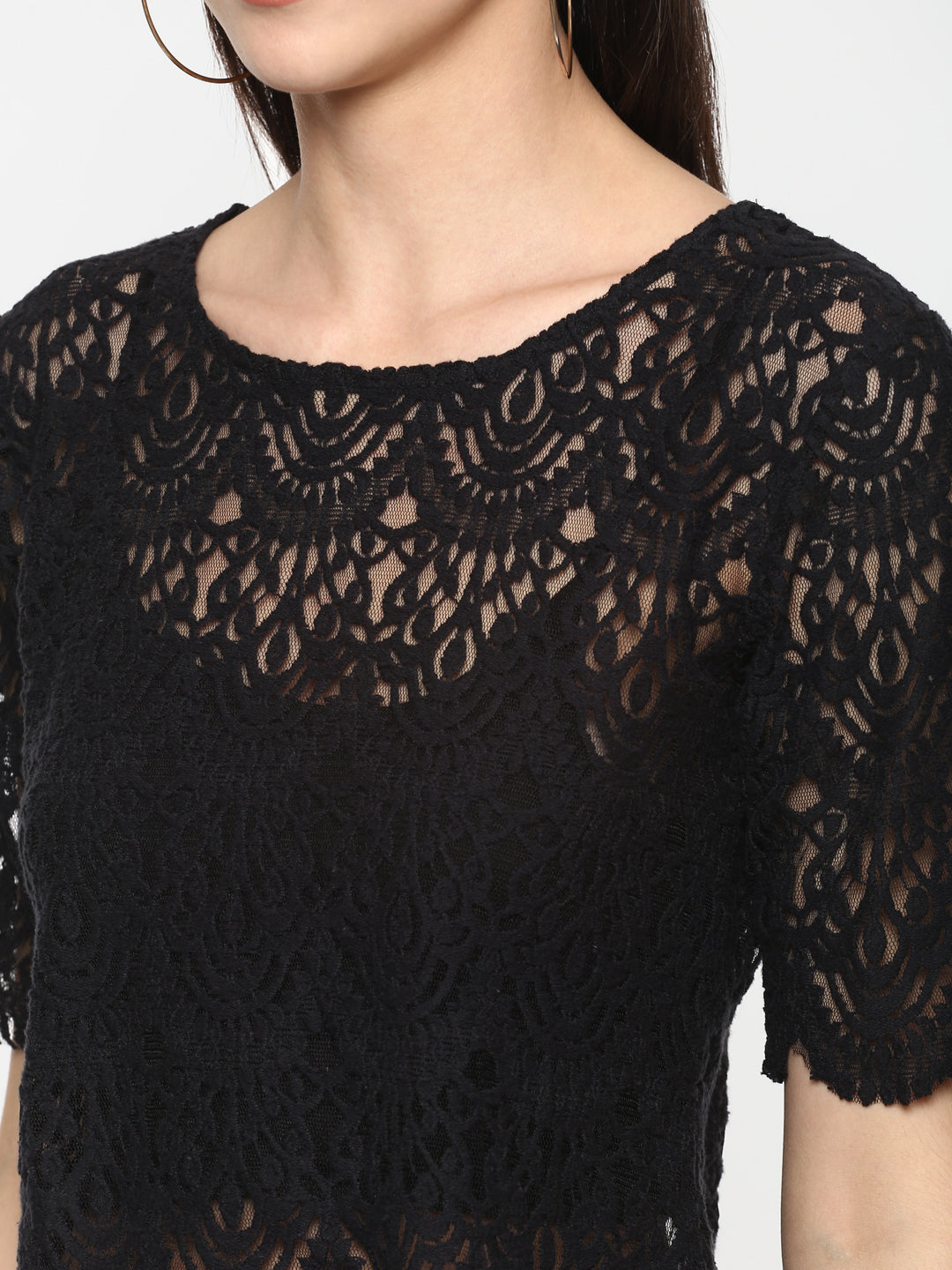 Black crochet best sale lace top