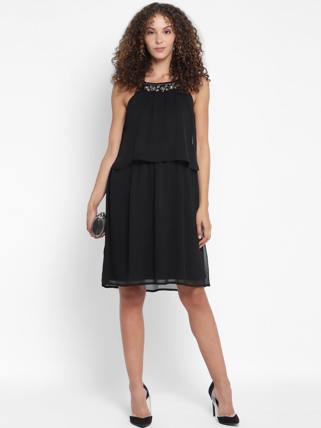 Black chiffon shift clearance dress